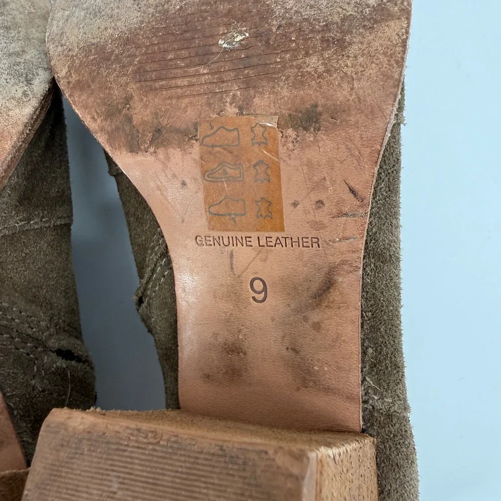 Madewell Women's 9 Brown Suede Ankle Boots‎ Stacked Block Heel Side Zip